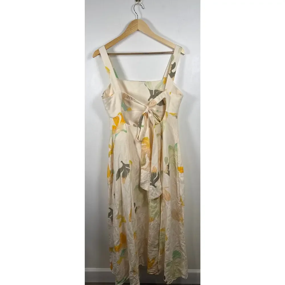 Acler Tate Square-Neck Floral Linen Midi Dress, Size 10 - Picture 6 of 8